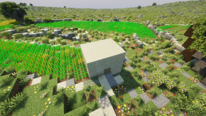 A whole field room, 5 by 4 blocks, with its door facing the track in Malta in Minecraft