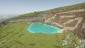 The Inland Sea, with the tunnel in the cliff on the left in Malta in Minecraft