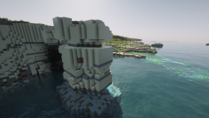 The pillar and the slab of the Azure Window from the north-west in Malta in Minecraft