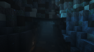 Looking through the underwater arch of the Blue Hole towards the open sea in Malta in Minecraft