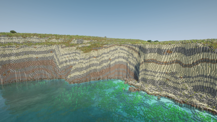 Rock layers in the Ta' Cenc cliffs in Malta in Minecraft