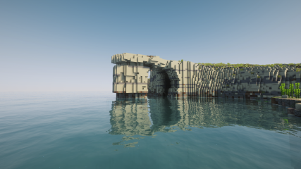 The Azure Window seen low from the sea in Malta in Minecraft