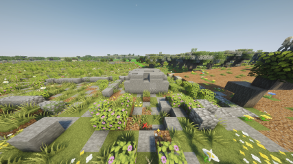 A ruined girna that is square outside and round inside, on the Bajda ridge in Malta in Minecraft