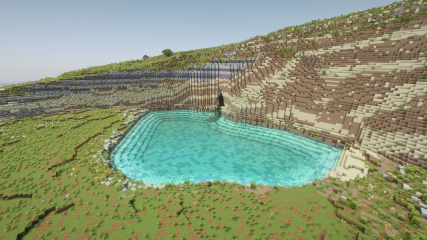 The Inland Sea and its tunnel from the cliffs in Malta in Minecraft