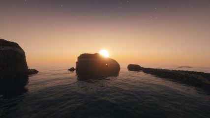 Fungus Rock at sunset from the cliffs to the south-east in Malta in Minecraft