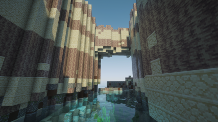 Iron-stained rock layers in the Wied il-Mielah gorge in Malta in Minecraft